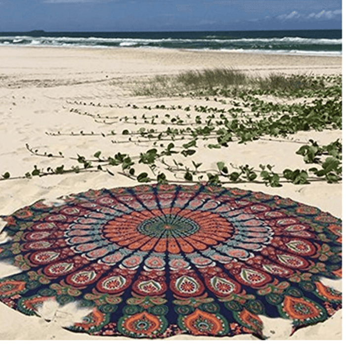 Honana WX-16 150Cm Bohemian Style Thin Chiffon Beach Shawl Mat Mandala round Silk Scarf Bed Sheet Tapestry