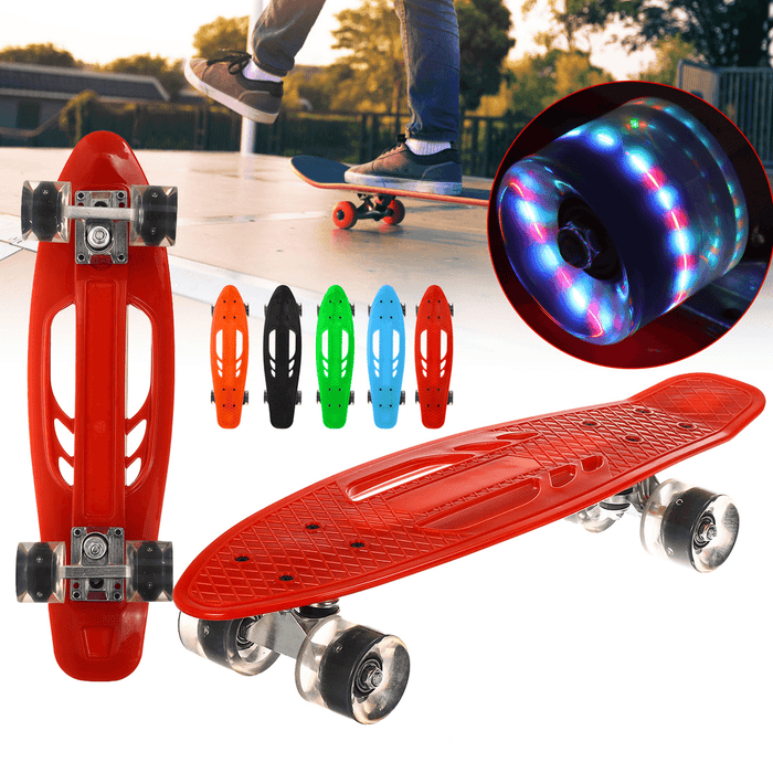 22 Inch Skateboard Flash Wheel Mini Cruiser Board Fish Skate Board Adults Children Scooter Pastel Longboard Bearings