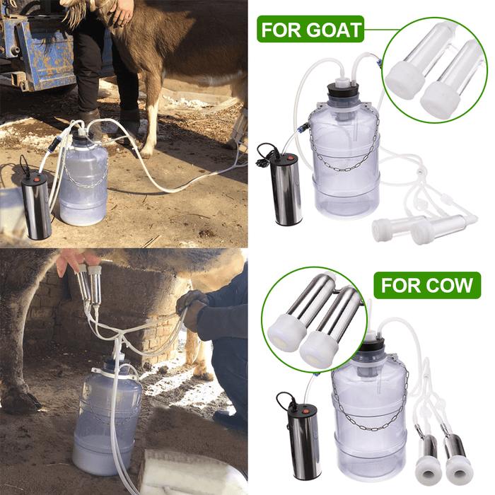 2/3/5L Electric Milking Machine Cow Goat Milker Dual Upgraded Head Thickening Pump Bucket