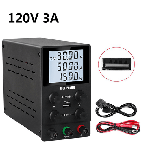 NICE-POWER 0-120V 0-3A Adjustable Lab Switching Power Supply DC Laboratory Voltage Regulated Bench Digital Display DC12V Power Supply Maintain