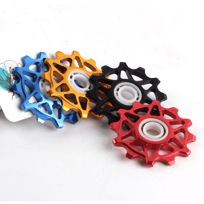 Qikour Bicycle Bike Rear Derailleur Ceramic Guide Pulley 12T Positive and Negative Tooth Guide Wheel Cycling Bike Ceramics Bearing Guide Pulley