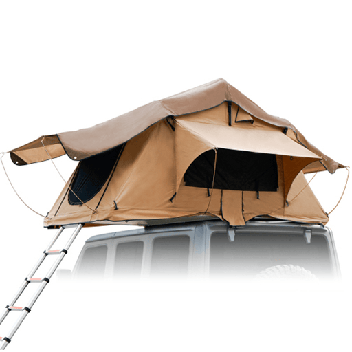 [US Direct]3-4 Person Caravan Tent Roof Tent Retractable Ladder Double Door Sunproof Breathable Large Space Outdoor Camping Travel Fishing Trailer Tent