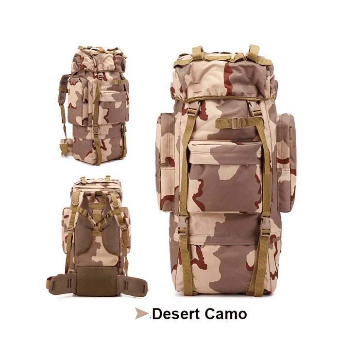 65L Outdoor Tactical Molle Backpack Rucksack Waterproof 900D Nylon Shoulder Bag Camping Hiking Trekking