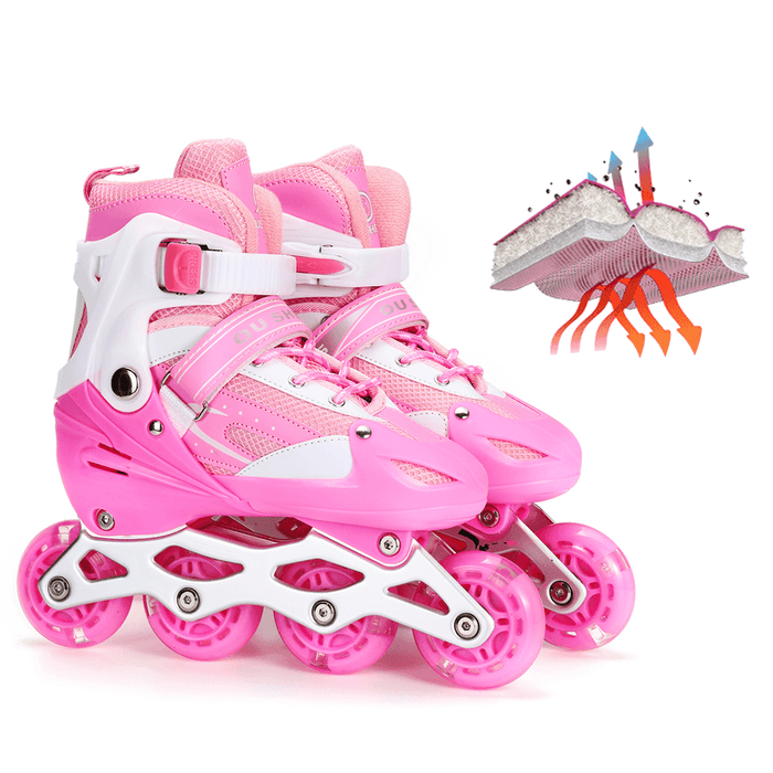 3 Sizes Kids Adjustable Roller Skate with LED Flashing Wheels Girl Boy Roller Shoes Inline Skates for Children＆Adult