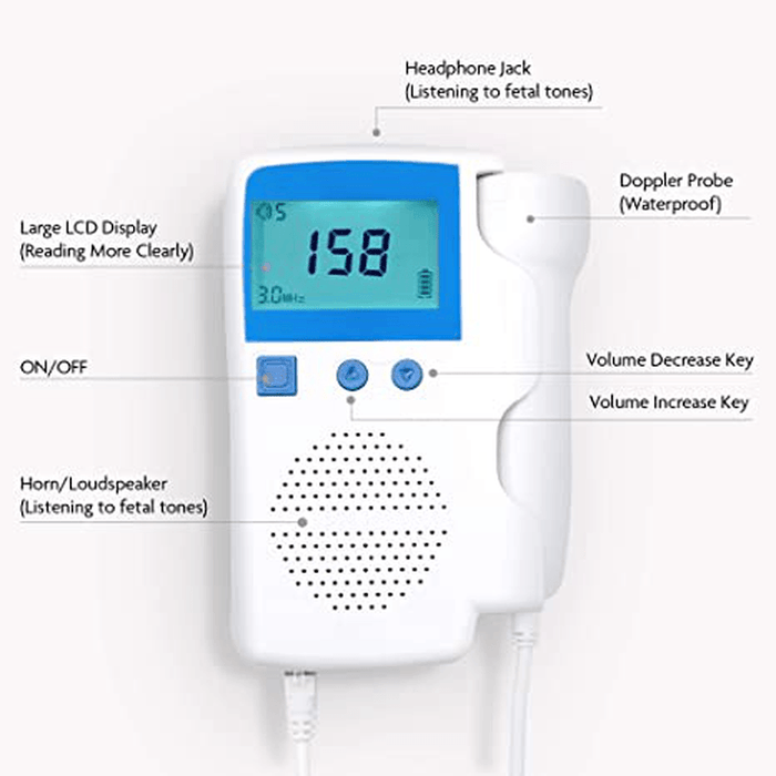 Doppler Fetal Heart Rate Monitor Baby Heartbeat Detector Health Prenatal Probe Intelligent Dynamic Monitoringor for Pregnɑncy Gifts for First Time Moms