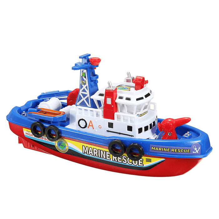 Kids Electric Fireboat Toy Children Rescue Water Spray Light Music Baby Bath Toy Boys＆Girls Gift