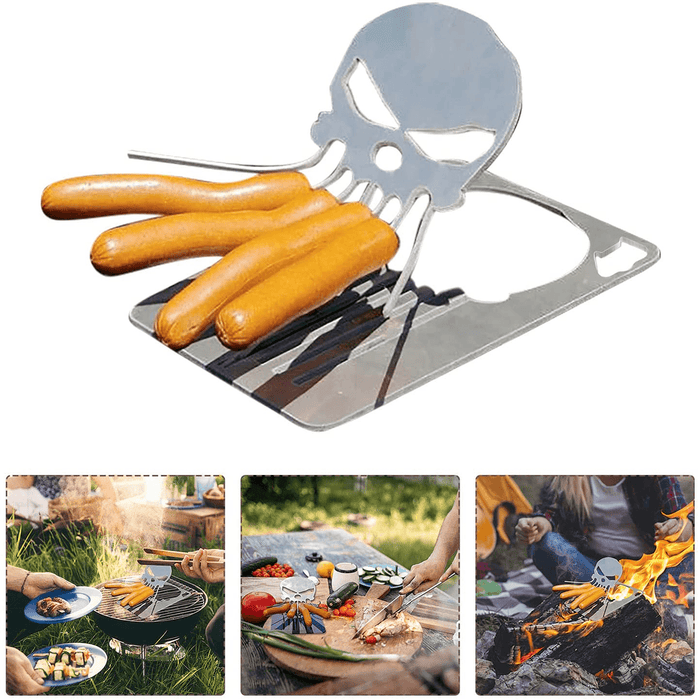Creative Skeleton Barbecue Grill Foldable Barbecue Plate Funny Skull Shaped BBQ Fork for Outdoor Camping Bonfire Grill Barbecue