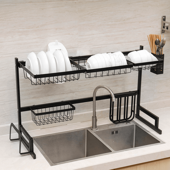 Large Sink Dish Drying Rack Holder Drainer Stainless Steel Kitchen Cutlery Storage Shelf