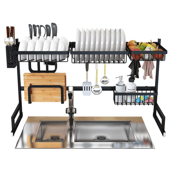 Large Sink Dish Drying Rack Holder Drainer Stainless Steel Kitchen Cutlery Storage Shelf