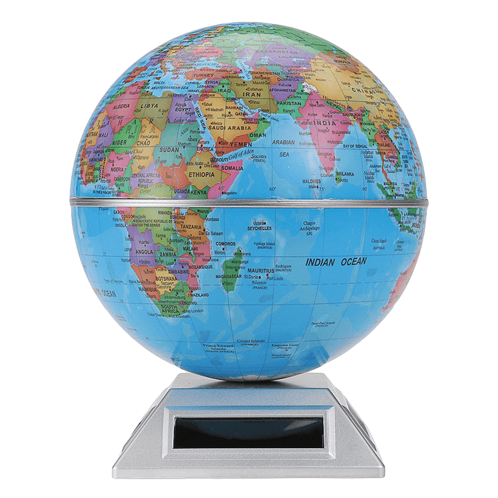 Solar Automatic Rotating Globe Decorative Desktop Earth Geography World Globe Base World Map Education Gift W/ Base