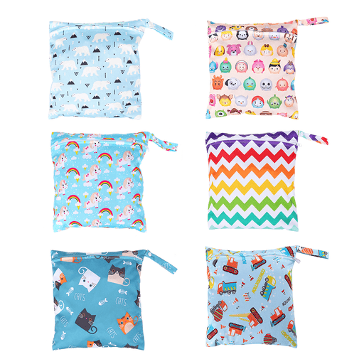 Reusable Waterproof Wet Dry Baby Diapers Bags Portable Travel Baby Nappy Changing Double Pocket Wetbags