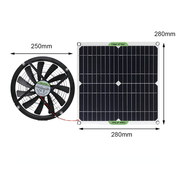 100W Monocrystalline Solar Panel Exhaust Fan Pet House Toilet Car RV Cooling Exhaust Fan