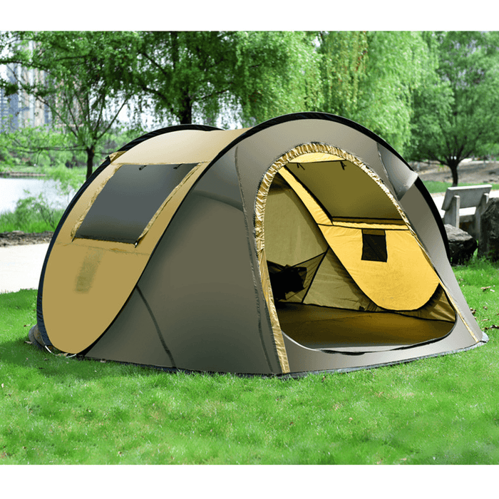 5-8 Person Waterproof Camping Tent Automatic Pop up Quick Shelter Outdoor Traveling Hiking Tent-Coffee/Green