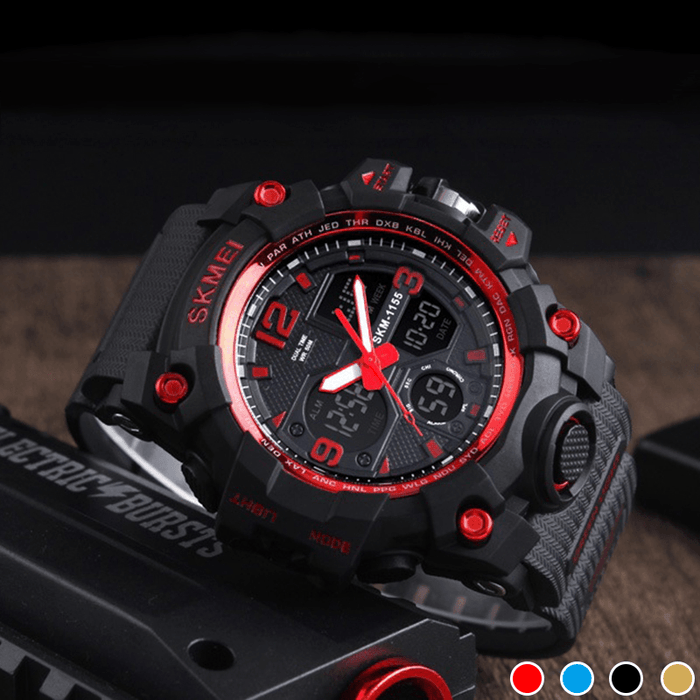 SKMIE 1155B Brand Waterproof EL Light Men Sport S Shock Watch Dual Display Analog Digital LED Electronic Quartz-Watches Bike Watch