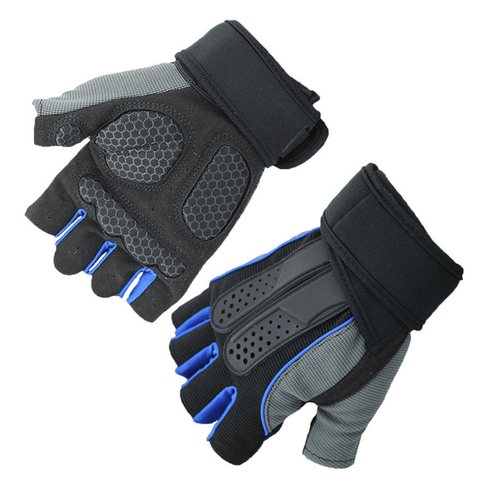 KALOAD 1 Pair Anti-Slip Half Fingers Gloves Outdoor Riding Fitness Sports Exercise Training Gym Gloves