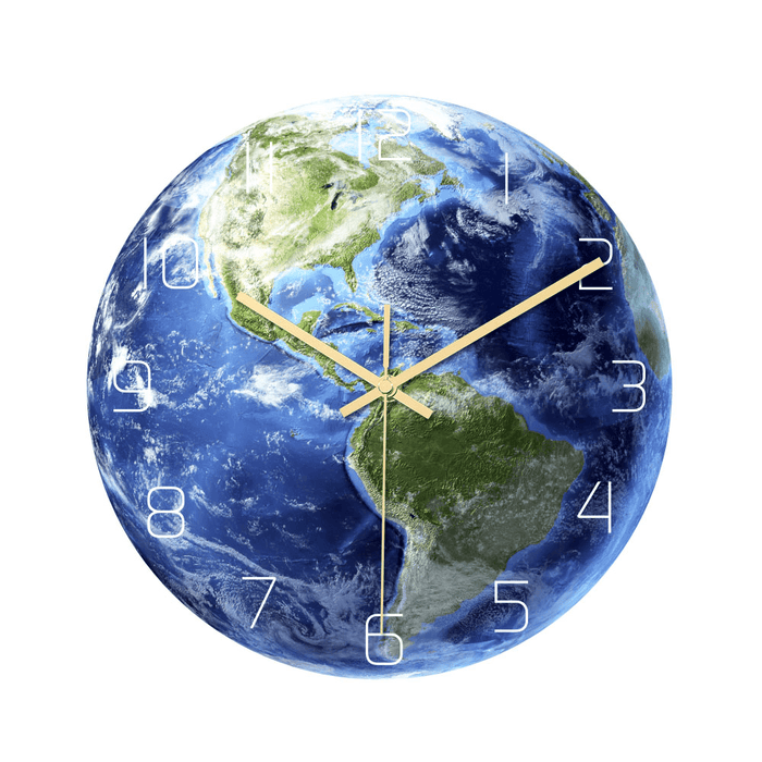 CC090 Creative North/South America Luminous Earth Wall Clock Mute Wall Clock Quartz Wall Clock for Home Office Decorations