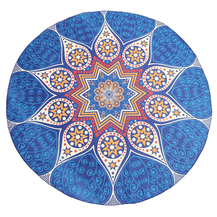 145Cm round Blue Fish Print Thin Chiffon Beach Shawl Mat Mandala Tablecloth Bed Sheet Tapestry