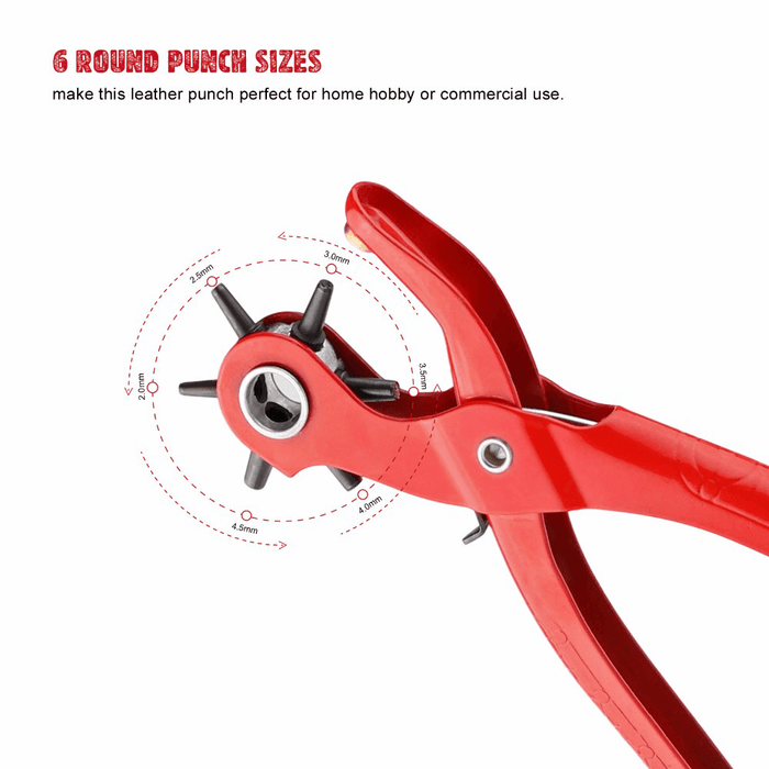 Honana WX-B1 9'' Sewing Leather Belt Hole Puncher Tools Pliers Hook Clamp 2/2.5/3/3.5/4/4.5MM Punch Size for Punching Hole Forceps Punch Head