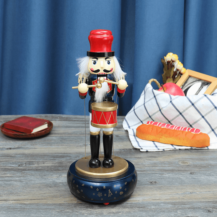 32CM Wooden Guard Nutcracker Soldier Toy Music Box Christmas Decorations Xmas Gift