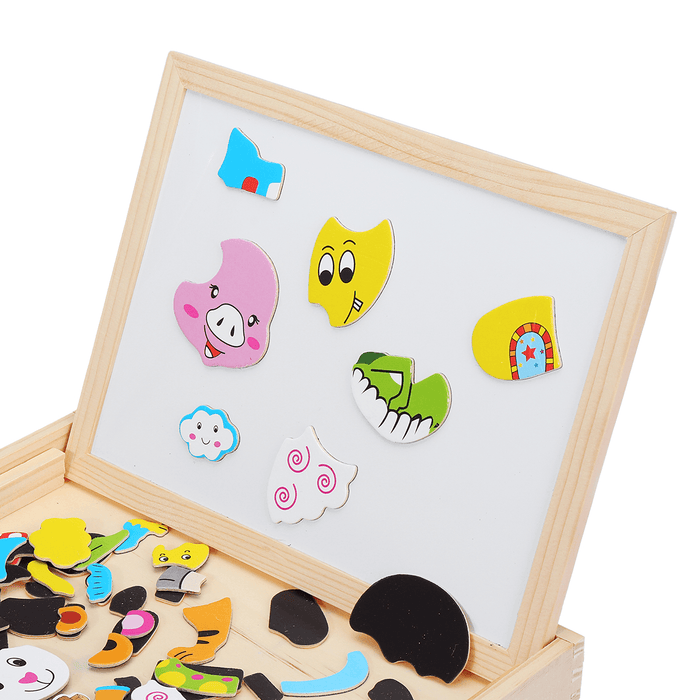 Wood Magnetic Drawing Board Animal Puzzle Toys Jigsaw Puzzle Toy Kids Early Educational Learning