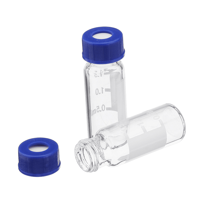 100Pcs/Set 2Ml Graduated Clear Sample Vials Autosampler Vials Bottles Threaded Vial W/ Write-On Spot Screw Caps Septa