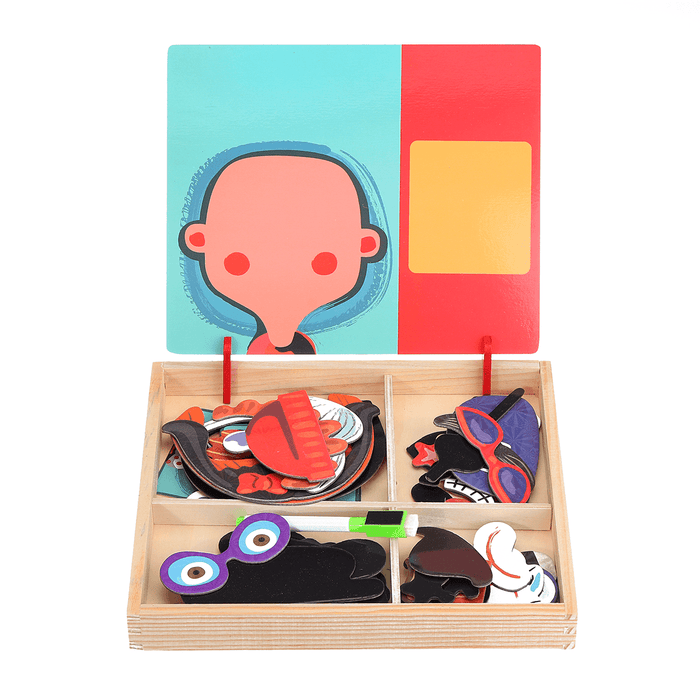 Wood Magnetic Drawing Board Animal Puzzle Toys Jigsaw Puzzle Toy Kids Early Educational Learning