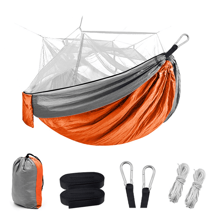 1-2 Person Camping Hammock with Mosquito Net Hanging Bed Sleeping Swing for Outdoor Hiking Travel Garden Patio