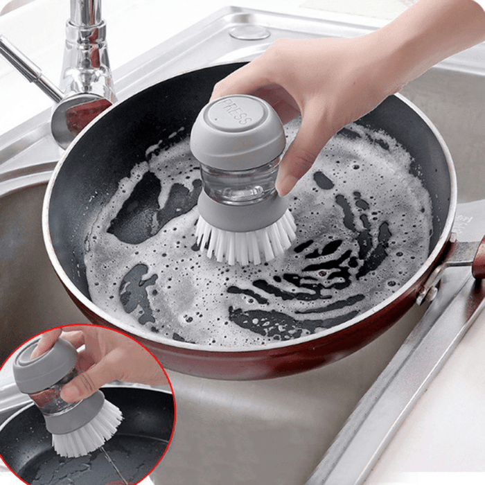 Ipree® Automatic Dishwashing Liquid Adding Brush Pot Pan BBQ Cleaning Tool Camping Picnic