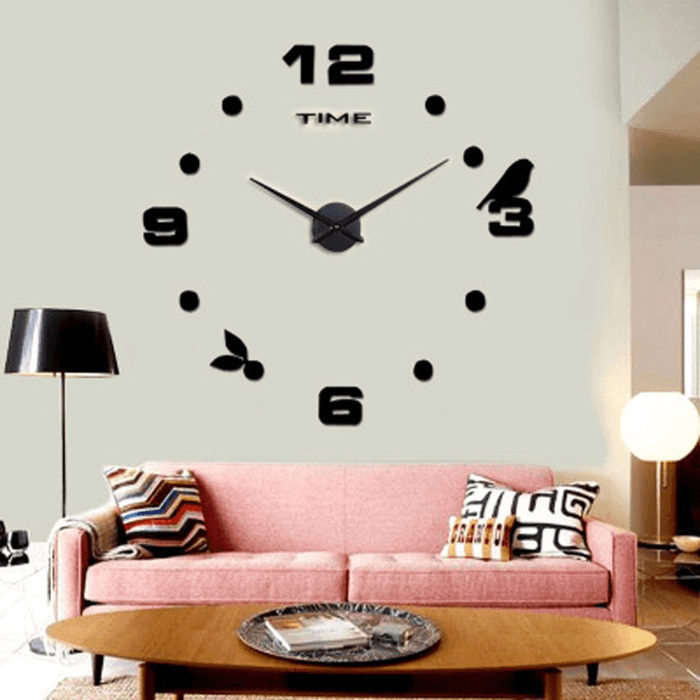 Emoyo JM008 Creative Large DIY Wall Clock Modern 3D Wall Clock with Mirror Numbers Stickers for Home Office Decorations