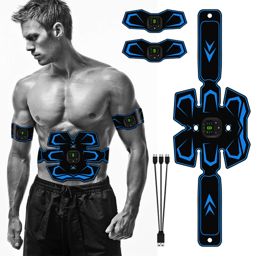 FOUAVRTEL Q88Q 3 Pcs/Set EMS Electric Abdominal Trainer 6 Mode 9 Intensity High Vibration Smart Arm Muscle Training Belt Body Shape Sports Fitness