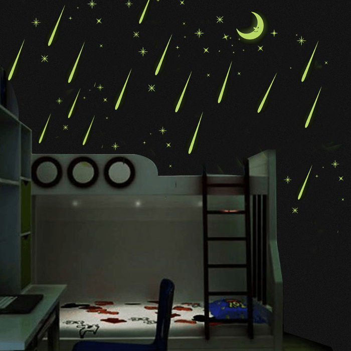 3D Kids Bedroom Fluorescent Glow in the Dark Stars Moon Wall Stickers Plastic