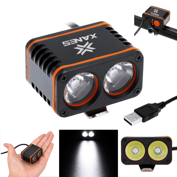 XANES 1200LM 2Xt6 LED 4-Mode Waterproof Bike Light Temperature Control Power Display No Batt