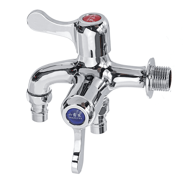 1/2 Inch Washing Machine Faucet Sink Connector Hose Tap Garden 2 Outlet with Control