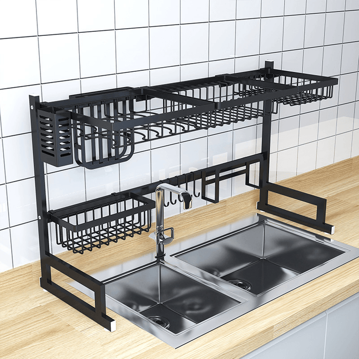 Large Sink Dish Drying Rack Holder Drainer Stainless Steel Kitchen Cutlery Storage Shelf