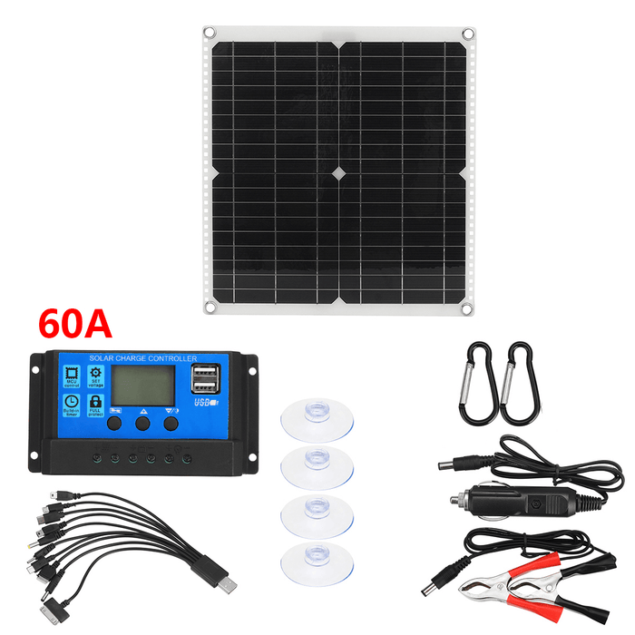 50W Foldable Solar Charging Panel 30-100A LCD Controller Solar Battery Charger Charging Kits