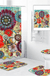180Cmx180Cm Colorful Flowers Shower Curtain Set Durable Waterproof Shower Mat Set