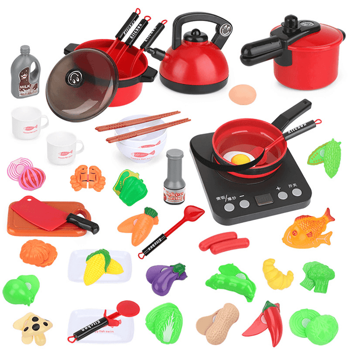 10/15/28/36/44Pcs Kids Kitchen Pretend Play Toys Cookware Toys with Pots and Pans for Toddlers Girls Boys Cooking Playset Toys for Kids Kitchen Playset Accessories