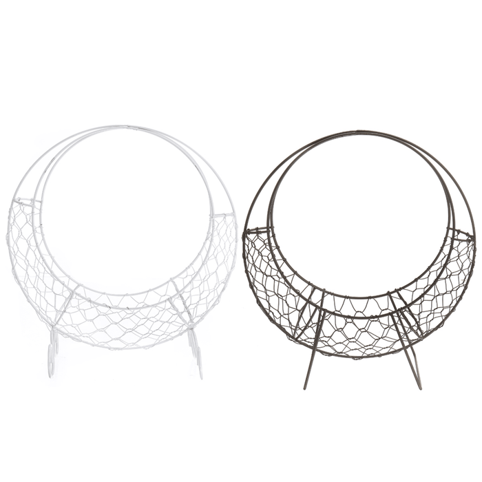 Flower Basket Stand Moon Shape Iron Wire Wreath Frame Metal Succulent Pot 28CM