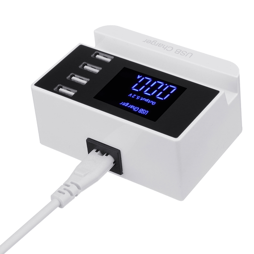 LCD Display 1.9 Inch USB Charger Power Adapter Desktop Charging Station Phone Charger Smart IC Technology USB Ports Charger