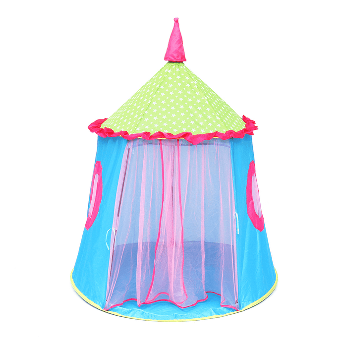 120X110Cm Kids Folding Play Tent Princess Indoor/Outdoor Castle Playhouse Game Tent for over Aged 3 Girls＆Boys Gifts