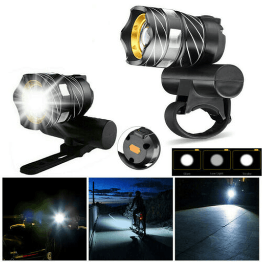 XANES® XL44 650LM T6 LED Zoomable Bike Headlight USB Charging Super Bright Bike Front Light Cycling Warning Light