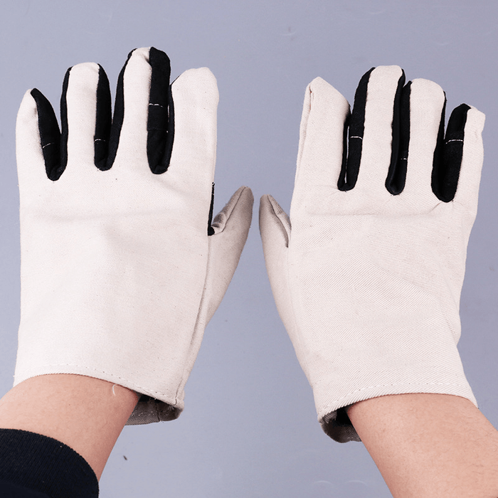 KALOAD 1 Pair Double Layer Thicken Canvas Work Welding Gloves Wearproof Non-Slip Security Labor Protection Gloves