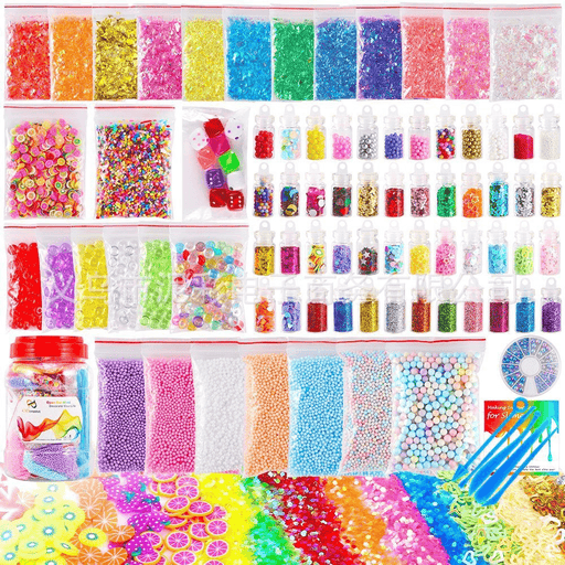 82PCS Slime Making DIY Kit Colorful Foam Ball Beads Sequins Gifts Kids Toys Improve Practical＆Thinking Ability