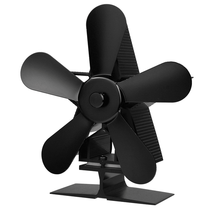 5 Blades 1350RPM Fireplace Fan Winter Warm Heat Powered Saving Stove Fan Christmas Home Thermal Fan