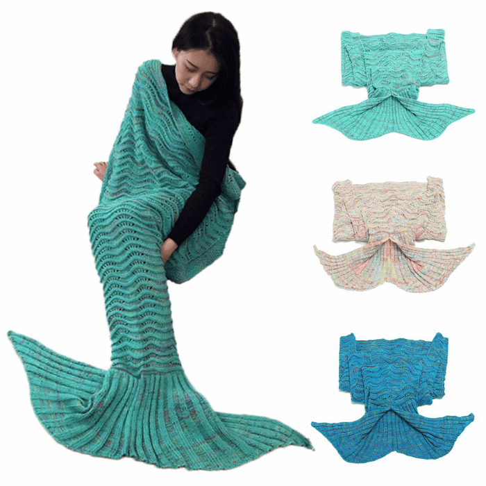 180Cm Super Soft Crocheted Mermaid Tail Blanket Knitting Kids&Adult Sofa Sleeping Bag