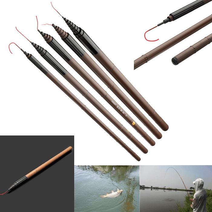 ZANLURE 2.7-6.3M Carbon Fiber Telescopic Fishing Rod Superhard Ultra Light Freshwater Fishing Rod