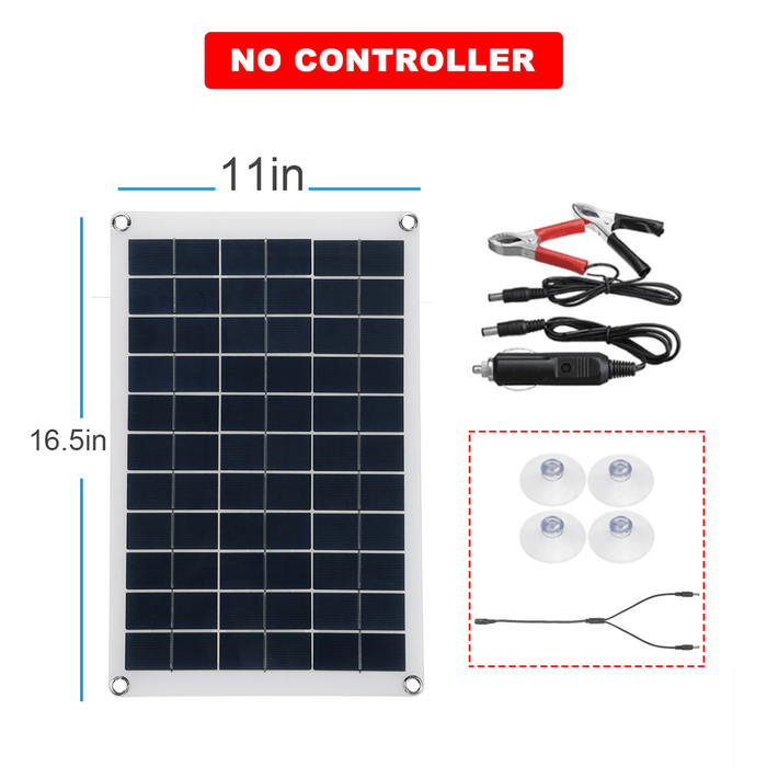 Max 100W Protable Solar Panel Kit Dual DC USB Charger Kit Single Crystal Semi-Flexible Solar Power Panel W/ None/10A/30A/60A/100A Solar Controller