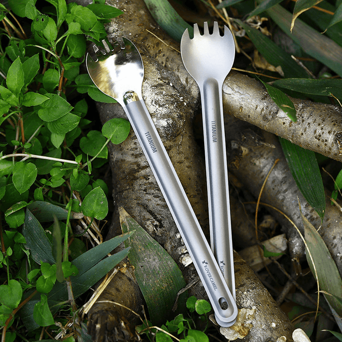 Ipree® Ta8121F Titanium Long Handle Fork Spoon Camping Picnic Tableware