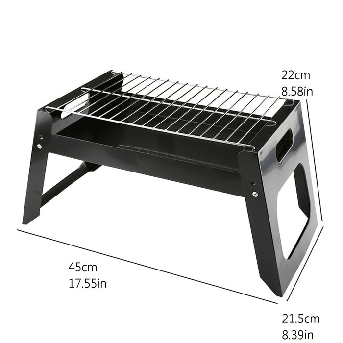 17.55X8.58X8.39In Folding BBQ Grill Stove Stainless Barbecue Charcoal Grill Outdoor Camping BBQ Patio Vacation