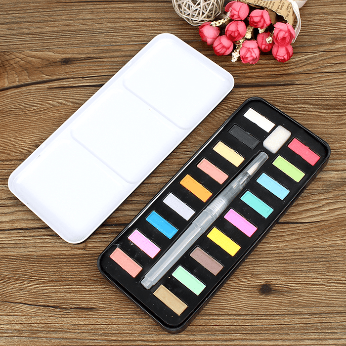 12/18/24 Solid Watercolor Paint Set Portable Drawing Painting Brush Art Supplies